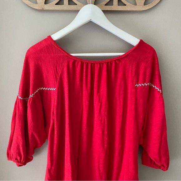 Free People Santa Fe Boho Top Red Sz Medium - Picture 8 of 11